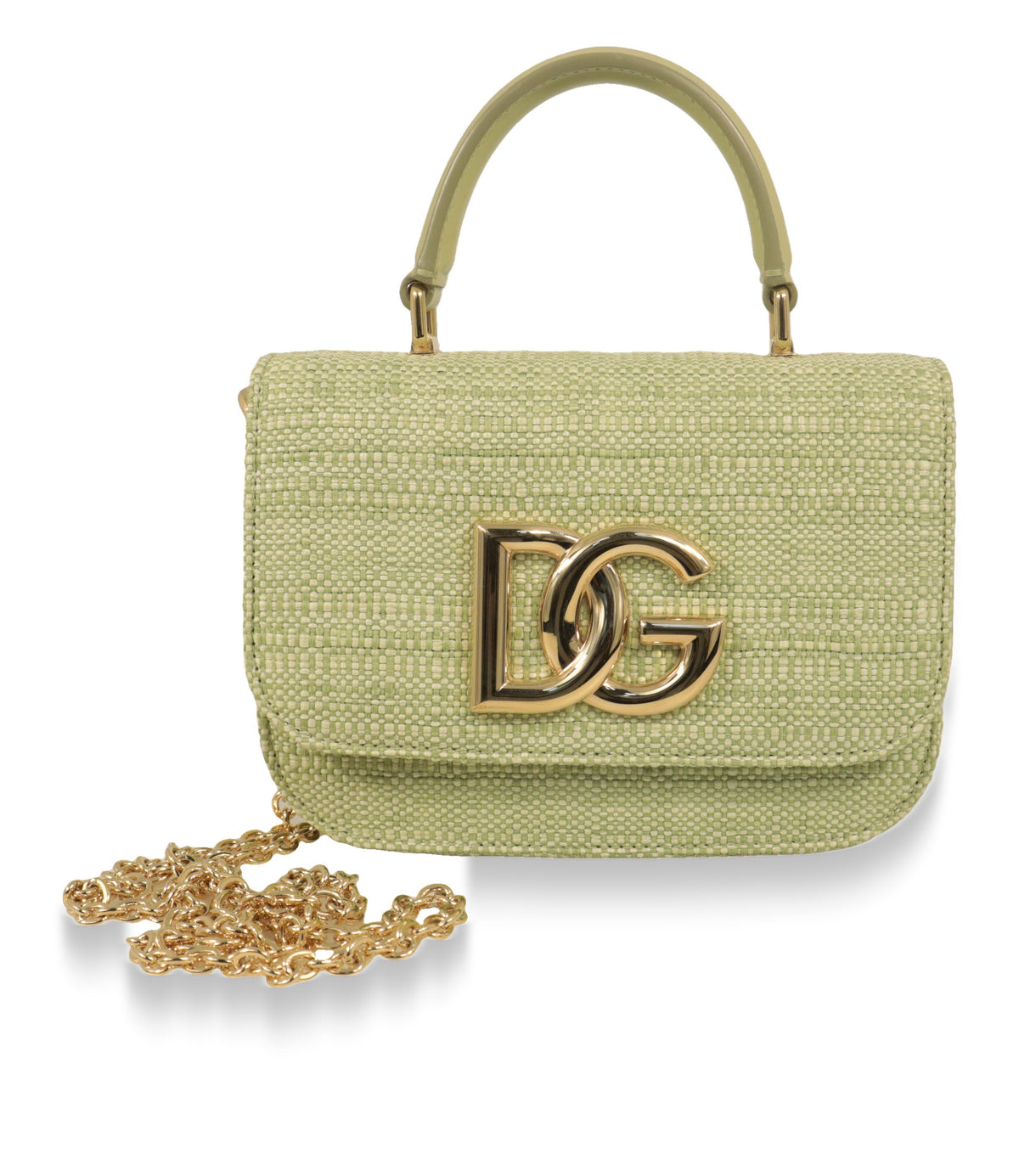 Dolce & Gabbana Handtasche Hellgrün mit abnehmbarer goldener Gliederkette