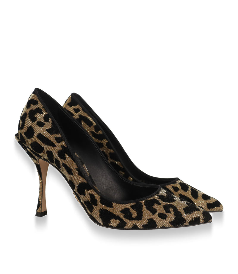 Dolce & Gabbana High Heels mit Leoparden-Dessin und Stiletto-Absatz, Paaransicht schräg