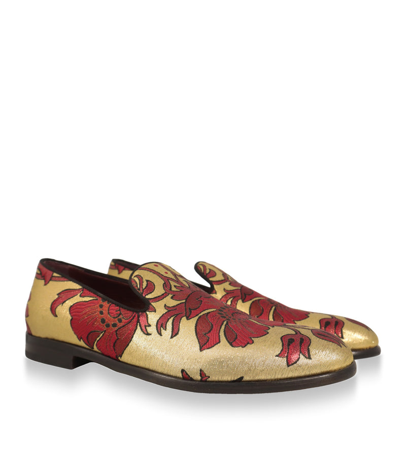 Dolce & Gabbana Slipper Herren, Jacquard mit Lurex, Paar in Schrägansicht