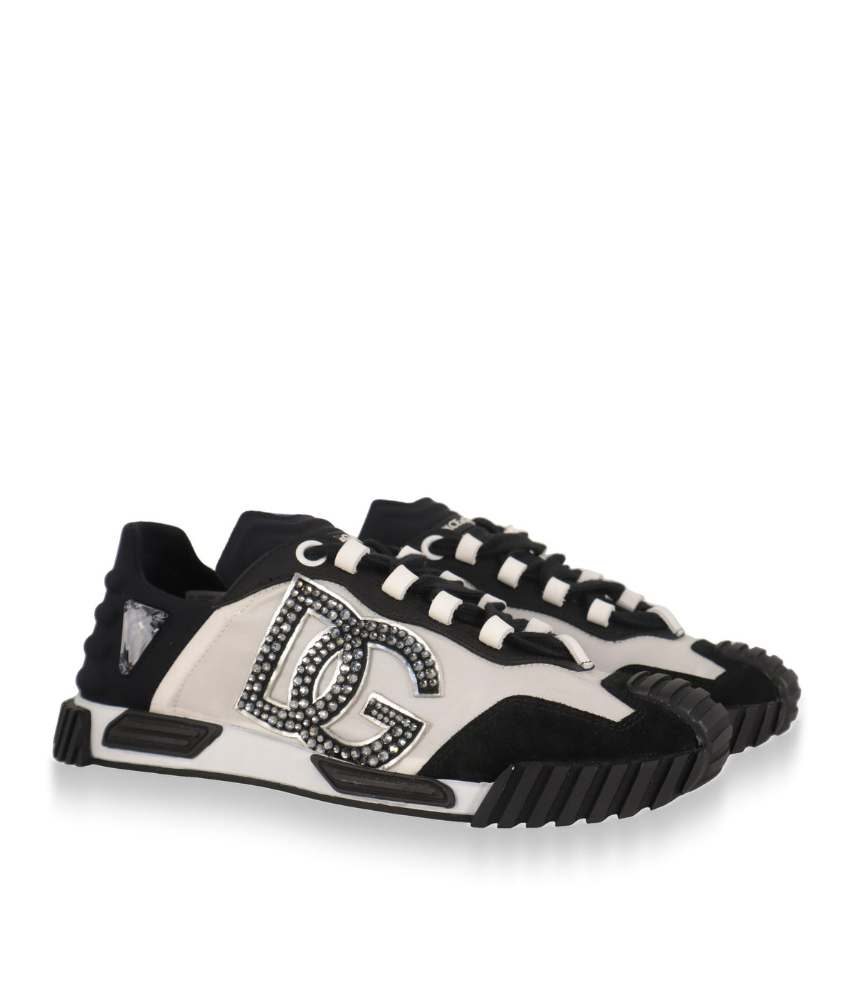Dolce & Gabbana Sneaker Damen aus Nylon und Wildleder, Dreiviertelansicht des Paares
