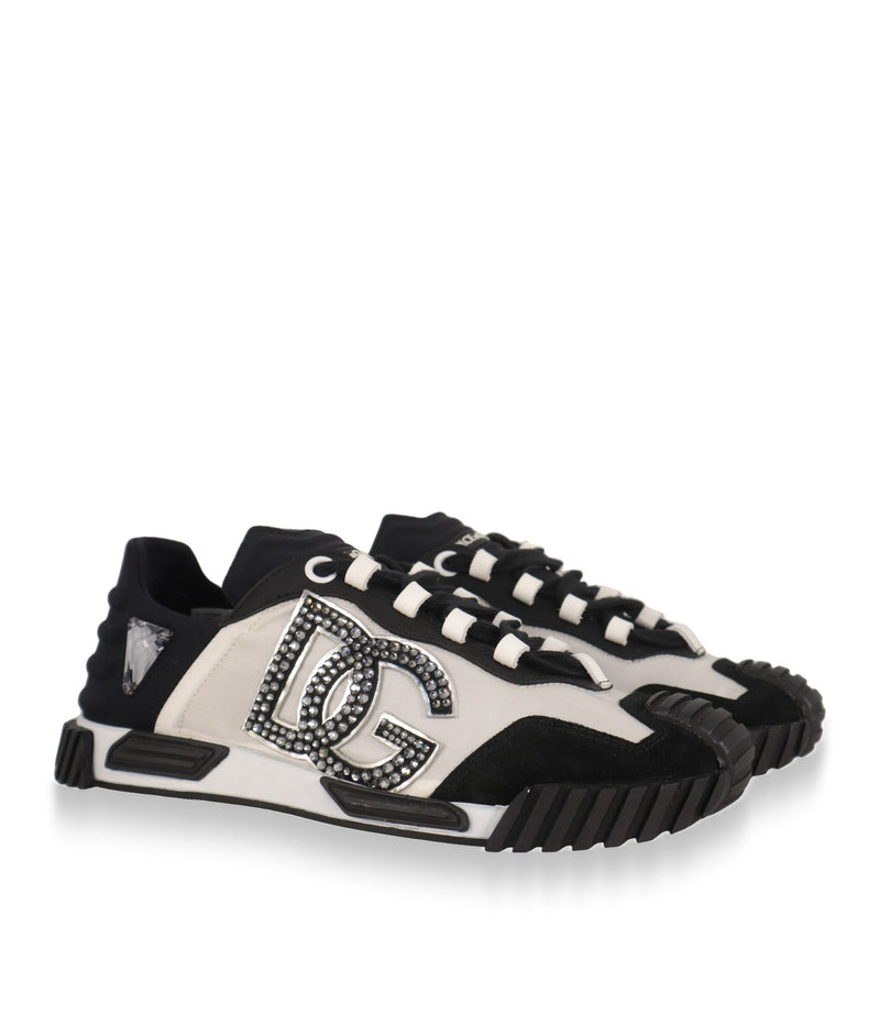 Dolce & Gabbana Sneaker Damen aus Nylon und Wildleder, Dreiviertelansicht des Paares