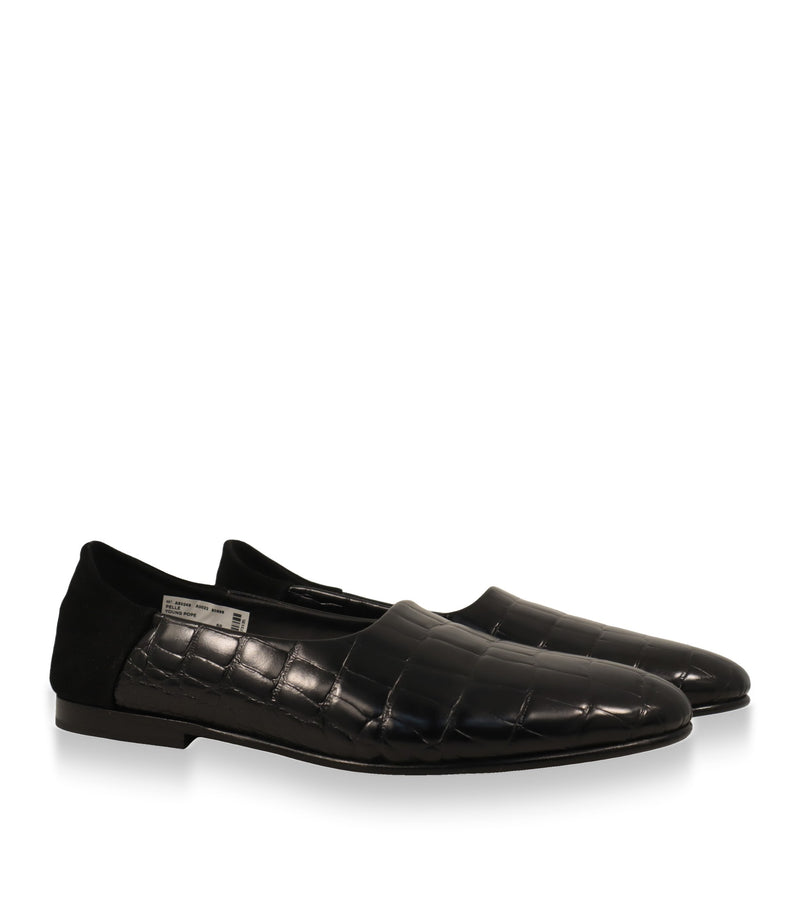 Dolce & Gabbana Slipper Damen, Paar in schrägen Seitenansicht mit Etikett