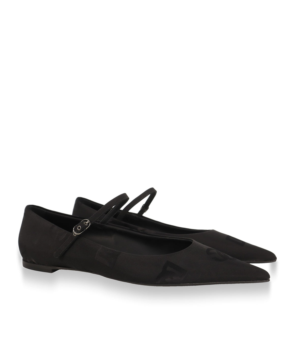 Schwarze Dolce & Gabbana Mary-Jane Ballerinas als Paar in Schrägansicht mit Spangenriemen