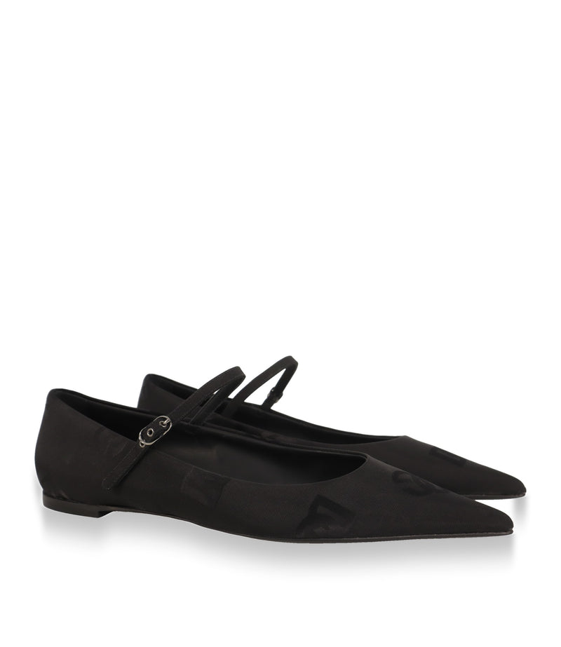 Schwarze Dolce & Gabbana Mary-Jane Ballerinas als Paar in Schrägansicht mit Spangenriemen
