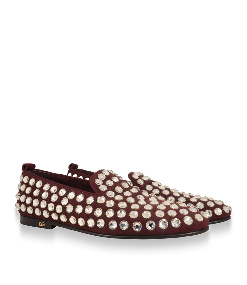 Dolce & Gabbana Herren Slipper mit Kristallen, Paar in Schrägansicht