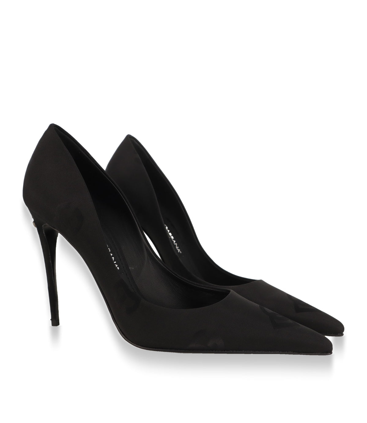 Schwarze Dolce & Gabbana High Heels aus Cordura-Gewebe im Paar, Dreiviertelansicht