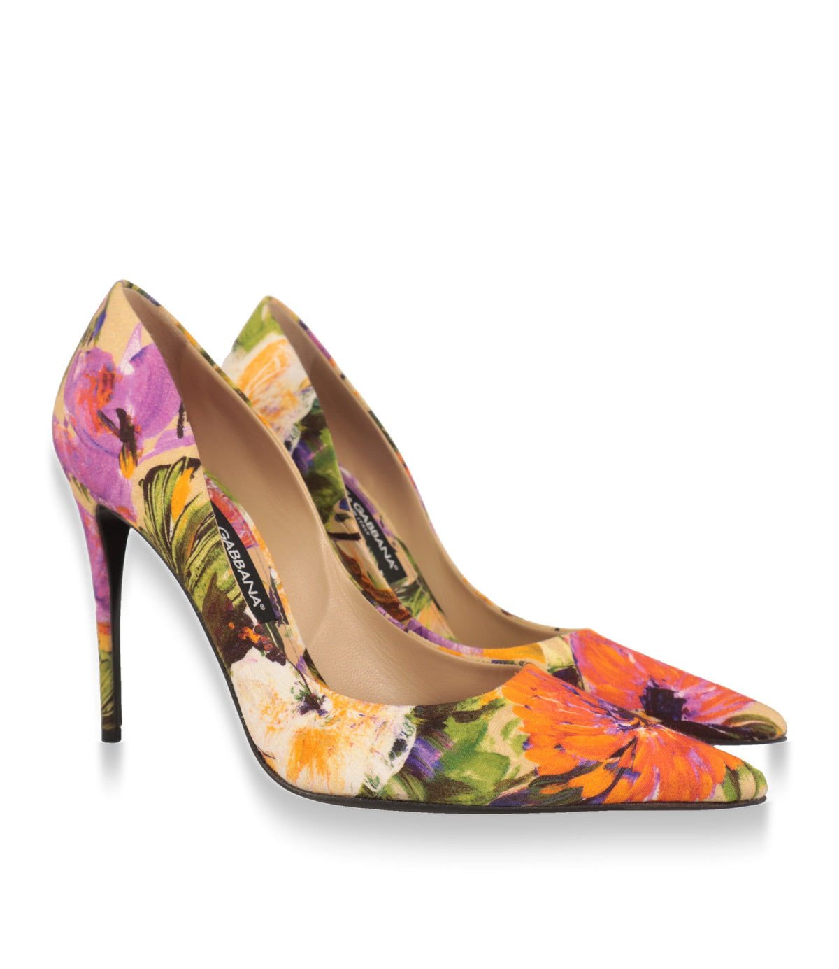 Dolce & Gabbana Pumps Paar aus Brokat mit floralem Muster, schräge Ansicht