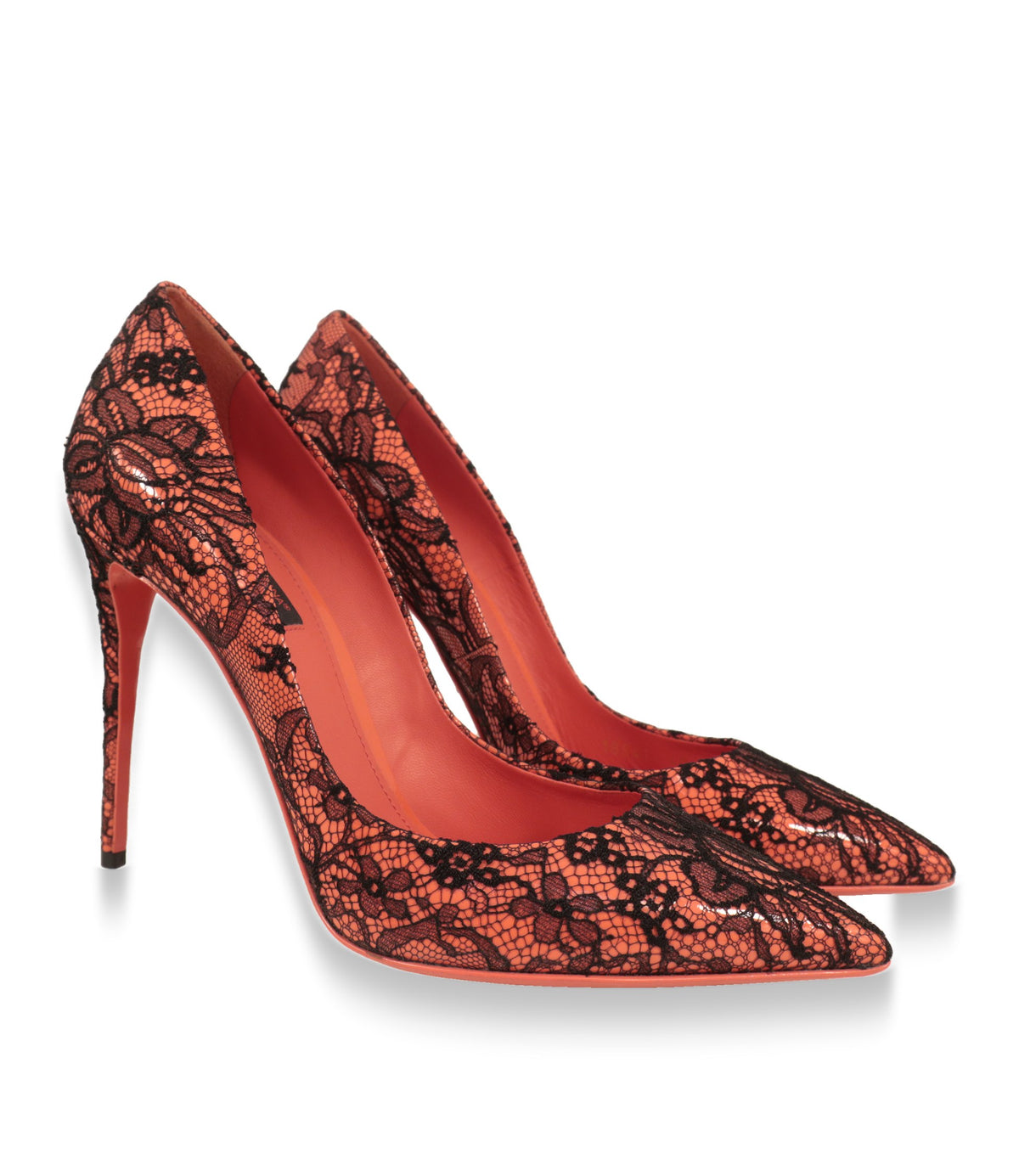 Dolce & Gabbana Pumps Größe 40 als Paar in Korallenrot mit floraler Spitze
