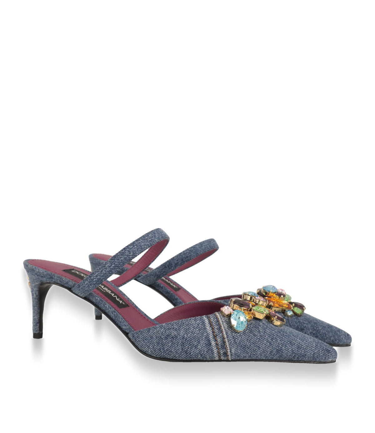 Dolce & Gabbana Mules Paar in Denim mit spitzer Kappe und schmalem Absatz