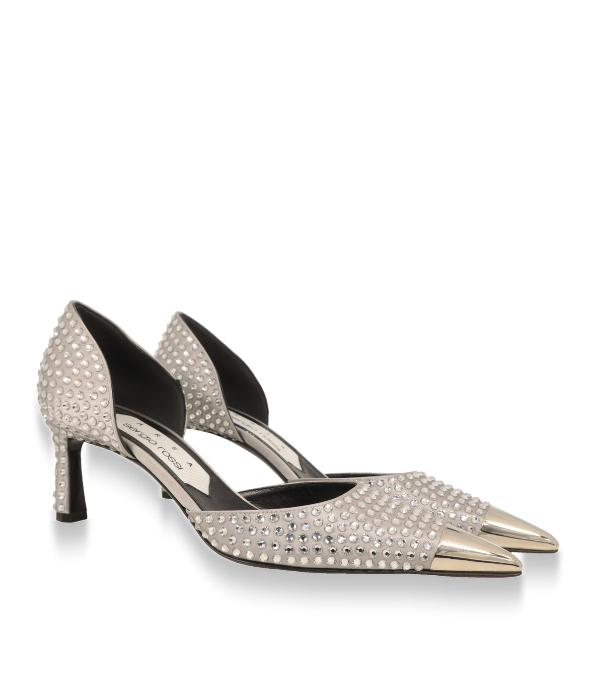 Sergio Rossi Damenschuhe Pumps Größe 38 mit Strass und silberner Spitze, Paaransicht