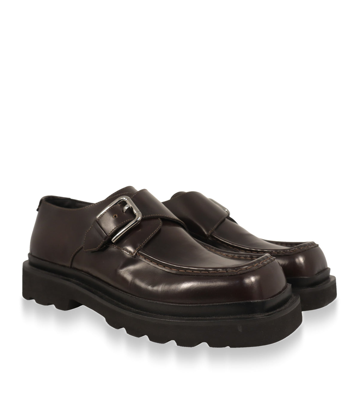 Dolce & Gabbana Monkstrap Schuhe aus Leder – Paar in Dreiviertelansicht