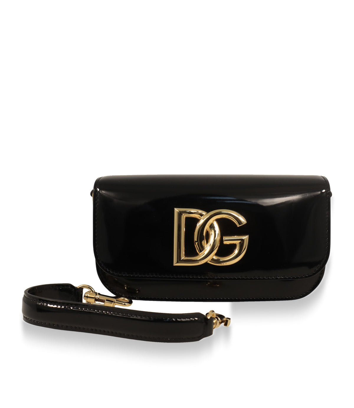 Dolce & Gabbana Umhängetasche Schwarz mit abnehmbarem Lackleder-Schulterriemen