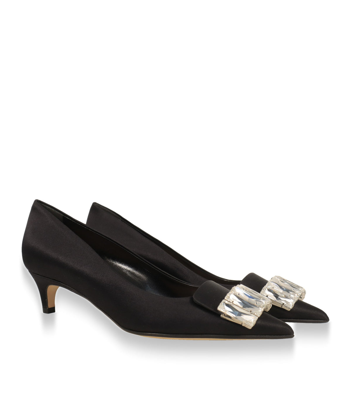 Sergio Rossi Pumps Paar in Schwarz mit Kitten Heel und Kristallbesatz