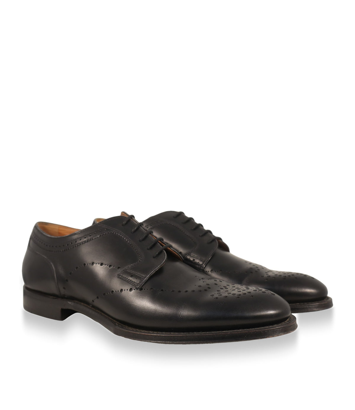Dolce & Gabbana Derby Schuhe Paar in schwarzem Kalbsleder in Dreiviertelansicht