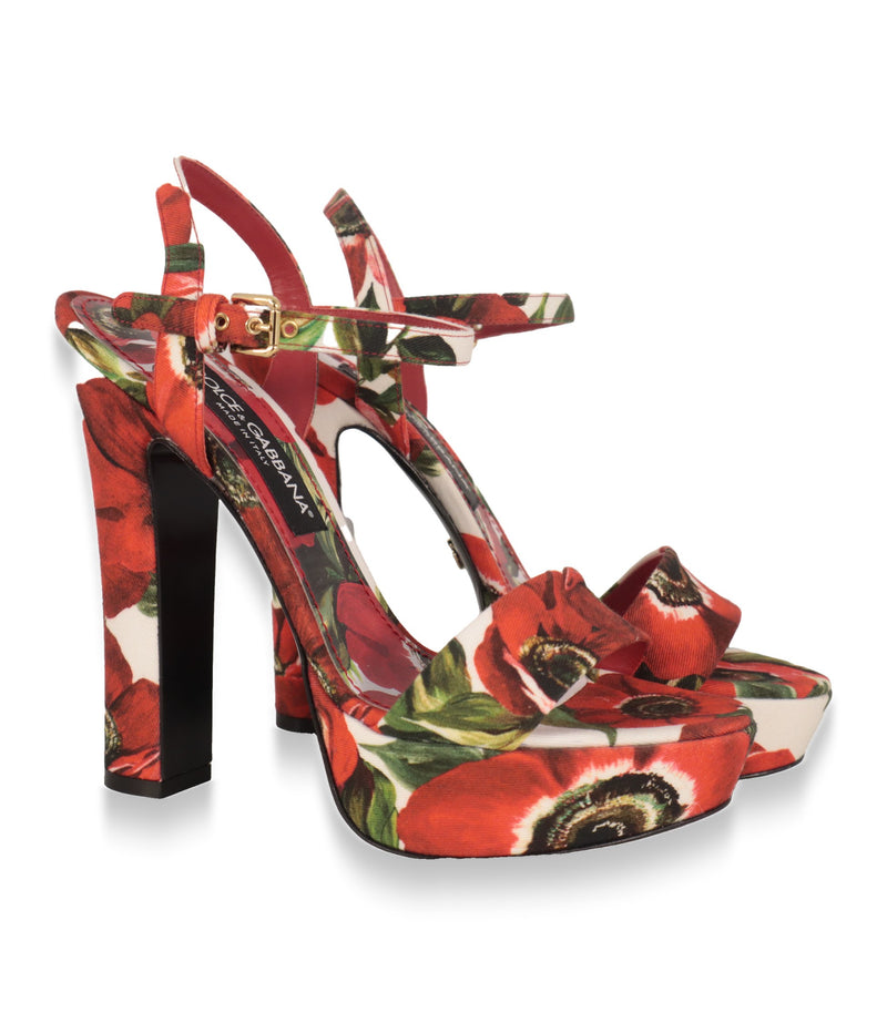 Dolce & Gabbana Plateau-Sandalen Größe 39 mit Knöchelriemen und goldfarbener Schnalle