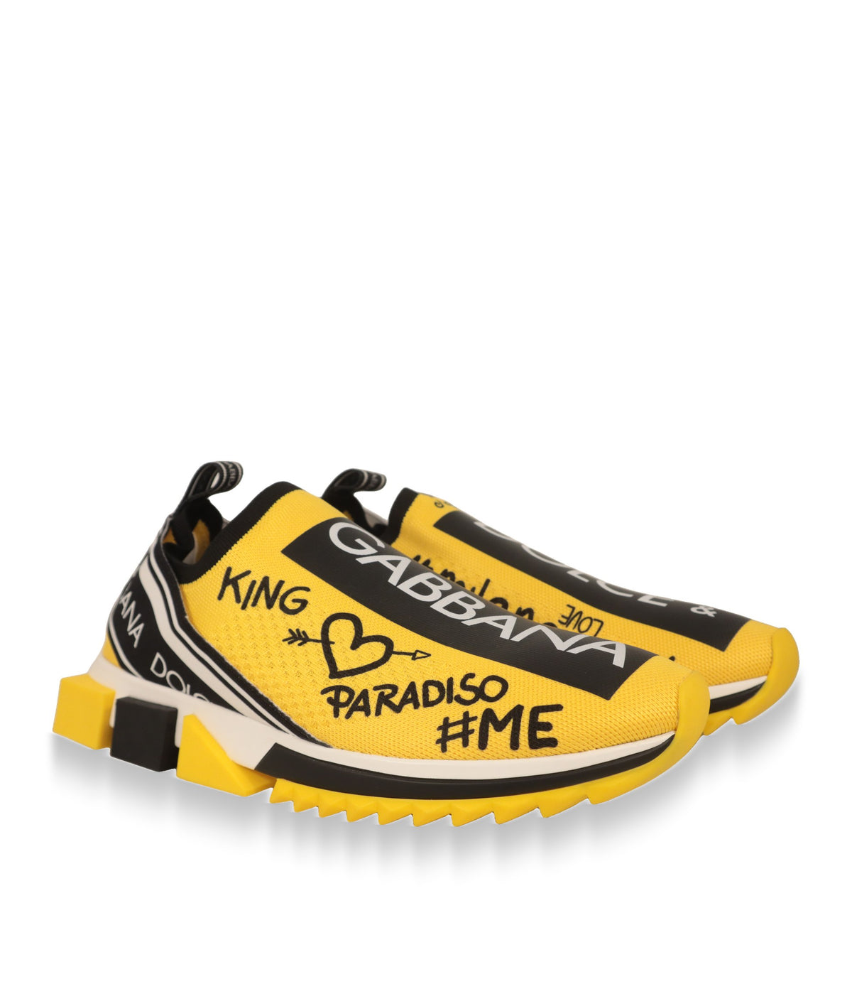 Dolce & Gabbana Sneaker Paar mit King Paradiso Graffiti-Print in Gelb