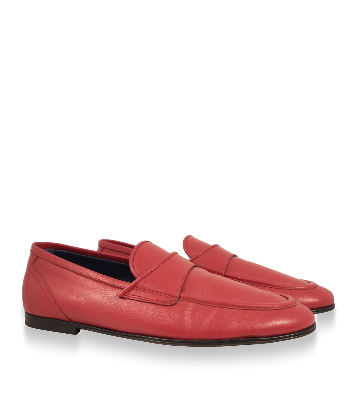 Dolce & Gabbana Loafer Paar aus rotem Leder in Schrägansicht
