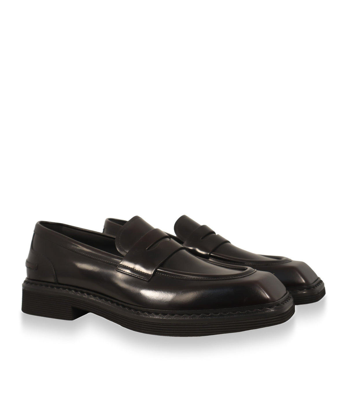 Dolce & Gabbana Loafer Paar in Testa di Moro, Schrägansicht mit Penny-Riegel