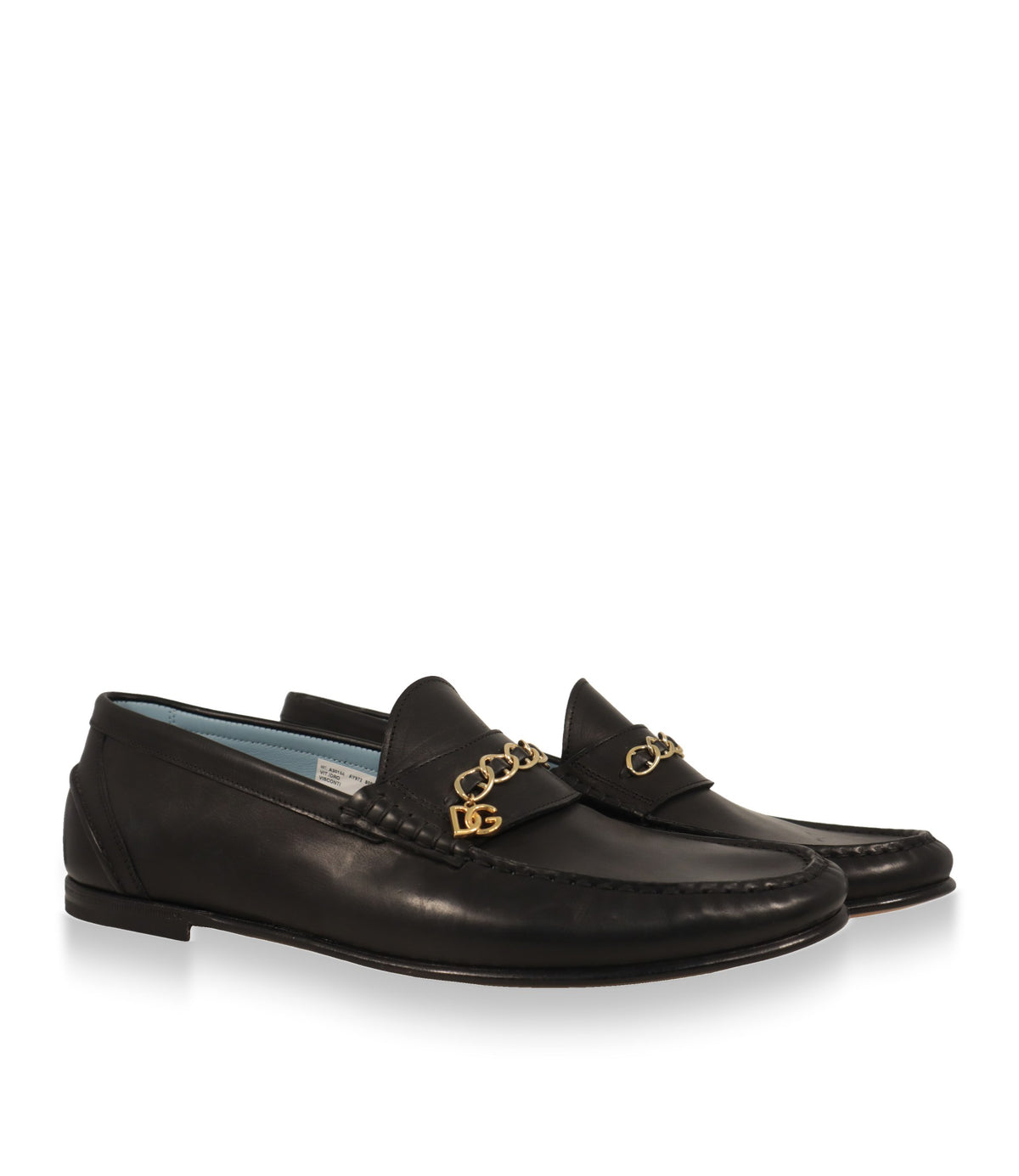 Dolce & Gabbana Loafer Paar schräg von vorn mit goldener DG-Kettenspange