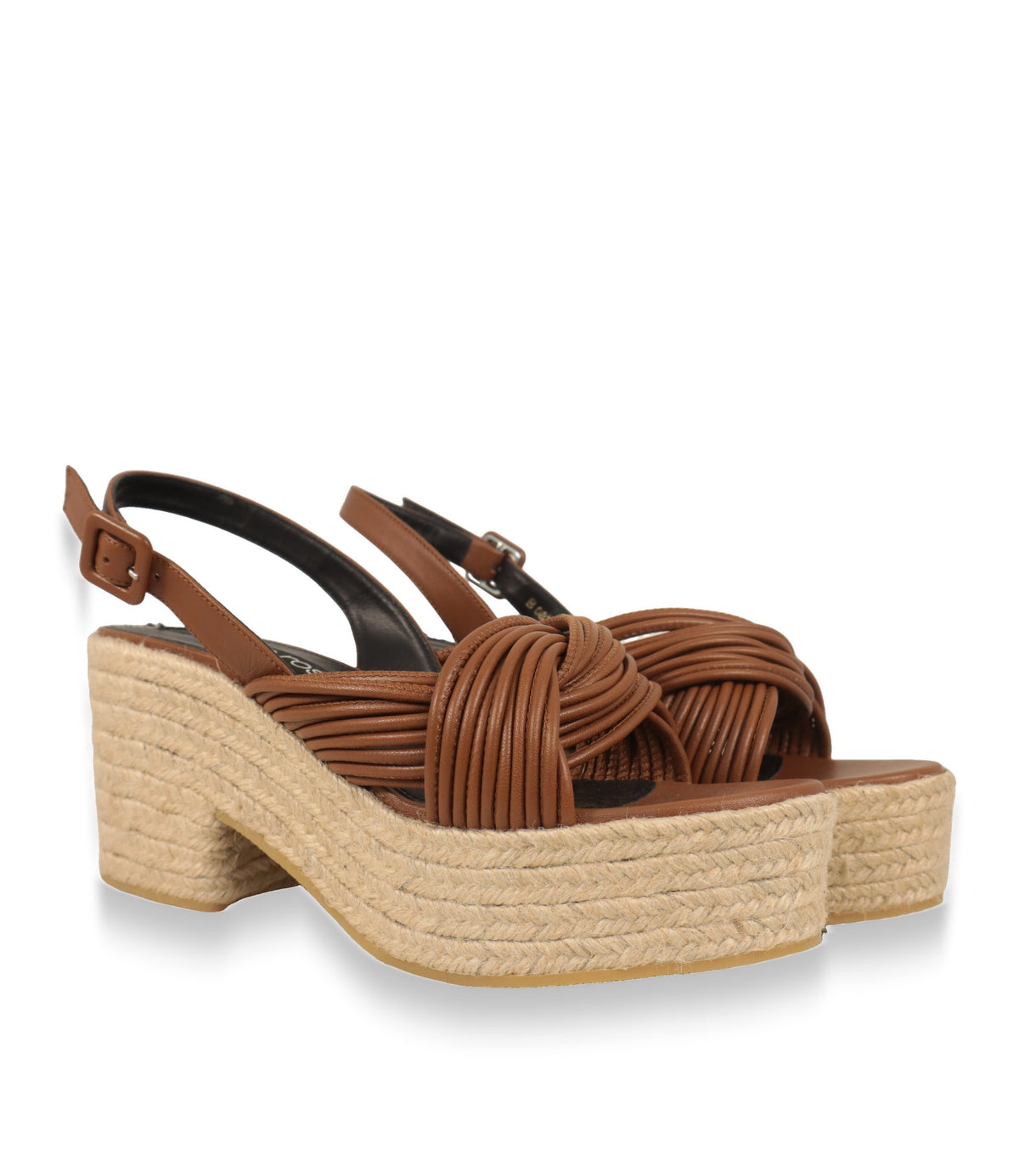 Sergio Rossi Plateau-Sandalen Größe 40 in Cognacbraun, Paaransicht schräg von vorn