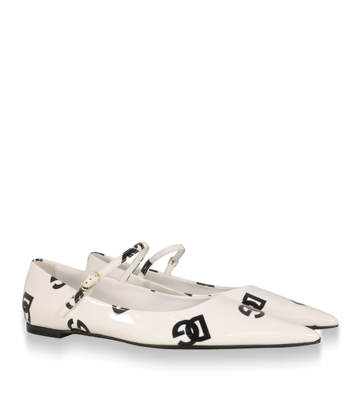 Dolce & Gabbana Ballerinas aus Lackleder mit Spangenriemen, Paaransicht schräg
