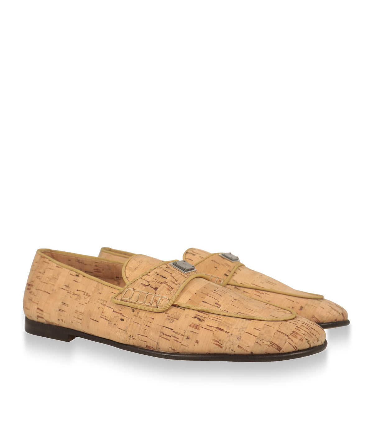 Dolce & Gabbana Herren Mokassin Kork mit Metallplakette, Paaransicht schräg