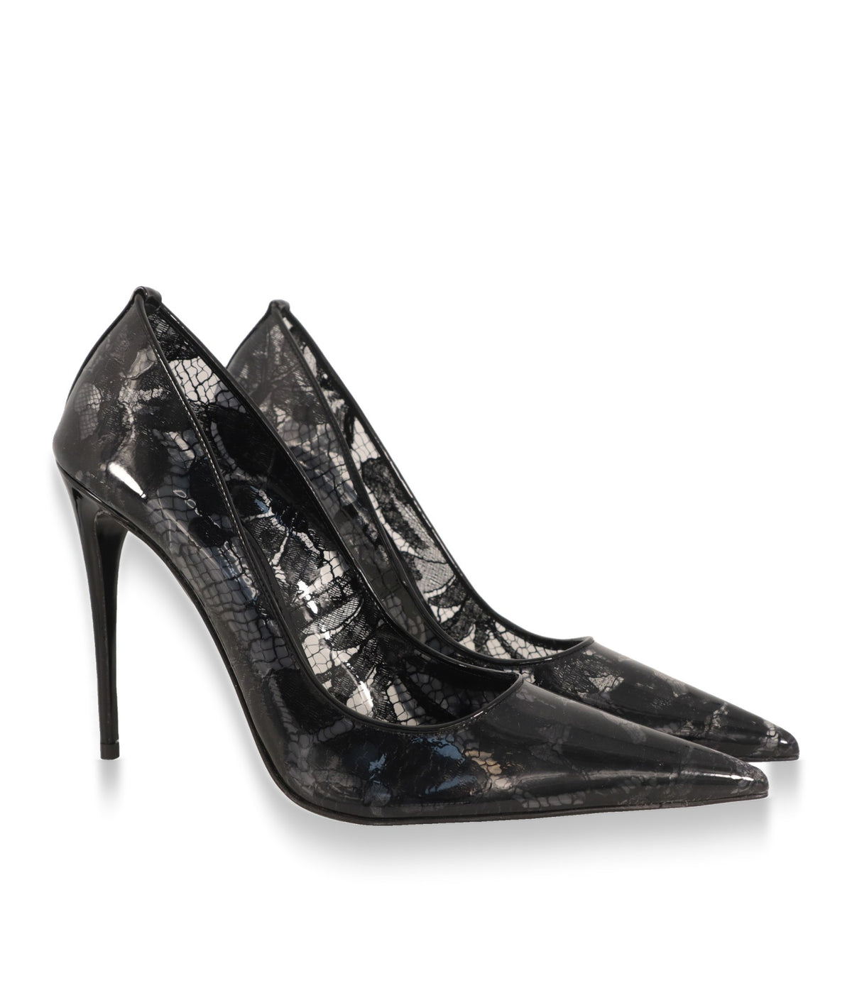 Dolce & Gabbana High Heels Paar in Schwarz-Transparent, Dreiviertelansicht