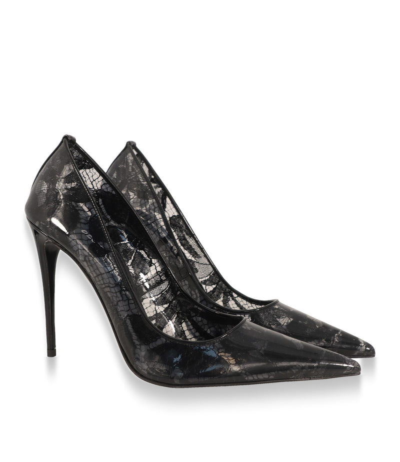 Dolce & Gabbana High Heels Paar in Schwarz-Transparent, Dreiviertelansicht
