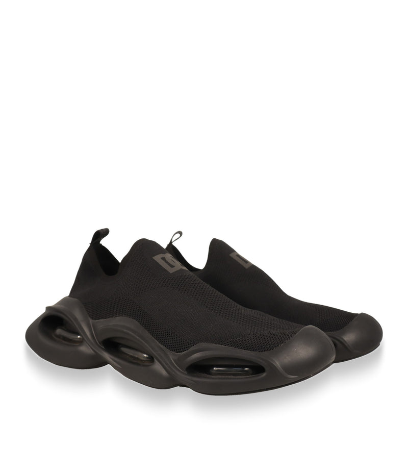 Schwarze Dolce & Gabbana Sneaker aus Strick im Paar, Dreiviertelansicht