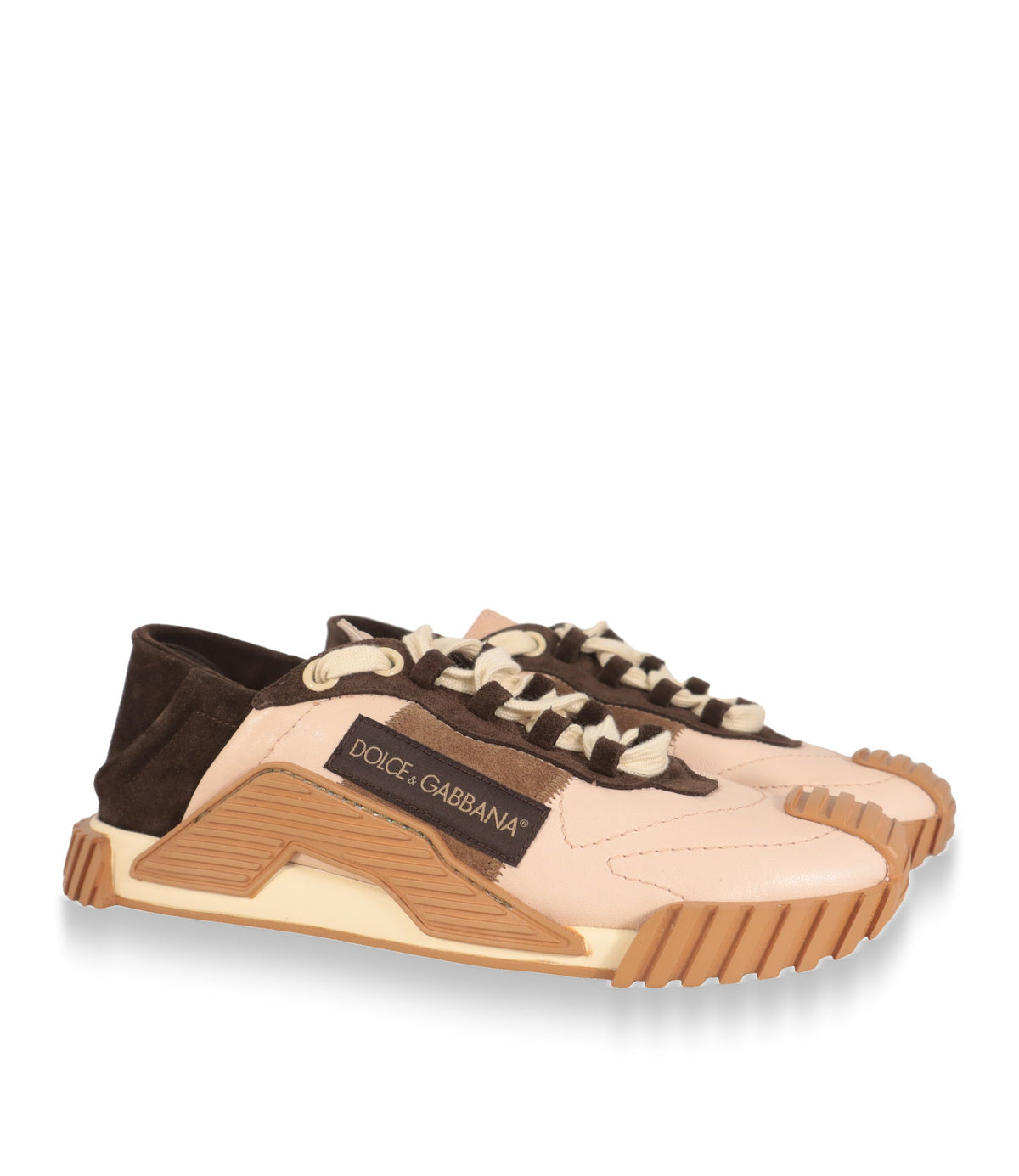 Dolce & Gabbana Sneaker aus Ziegenleder und Veloursleder – Dreiviertelansicht des Paares