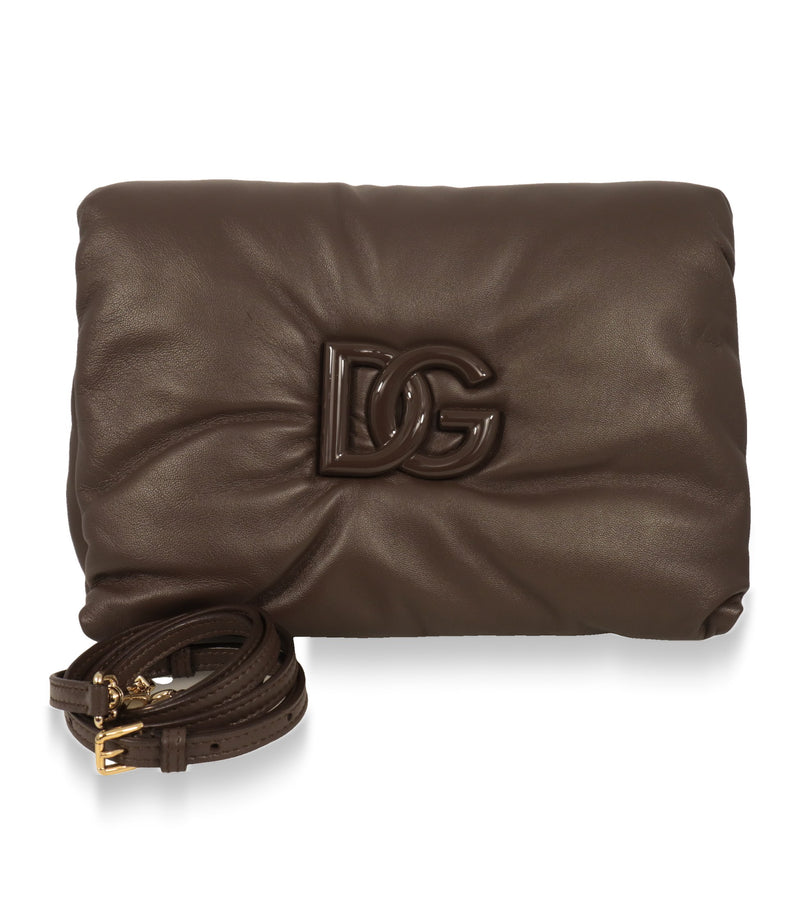 Dolce & Gabbana Umhängetasche Taupe mit abnehmbarem, verstellbarem Lederriemen