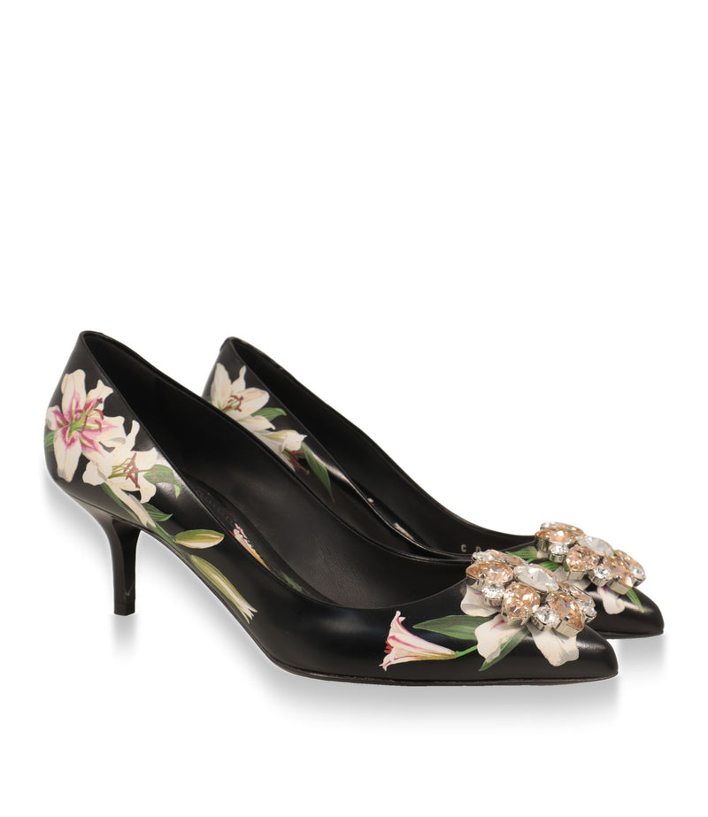 Dolce & Gabbana Pumps Paar mit floralem Lilien-Print und Stiletto-Absatz