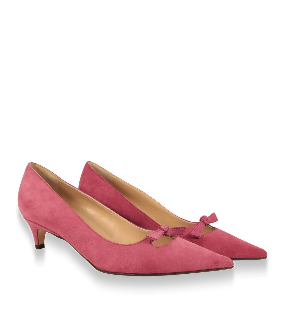 Pinke Dolce & Gabbana Pumps aus Wildleder im Paar, Dreiviertelansicht