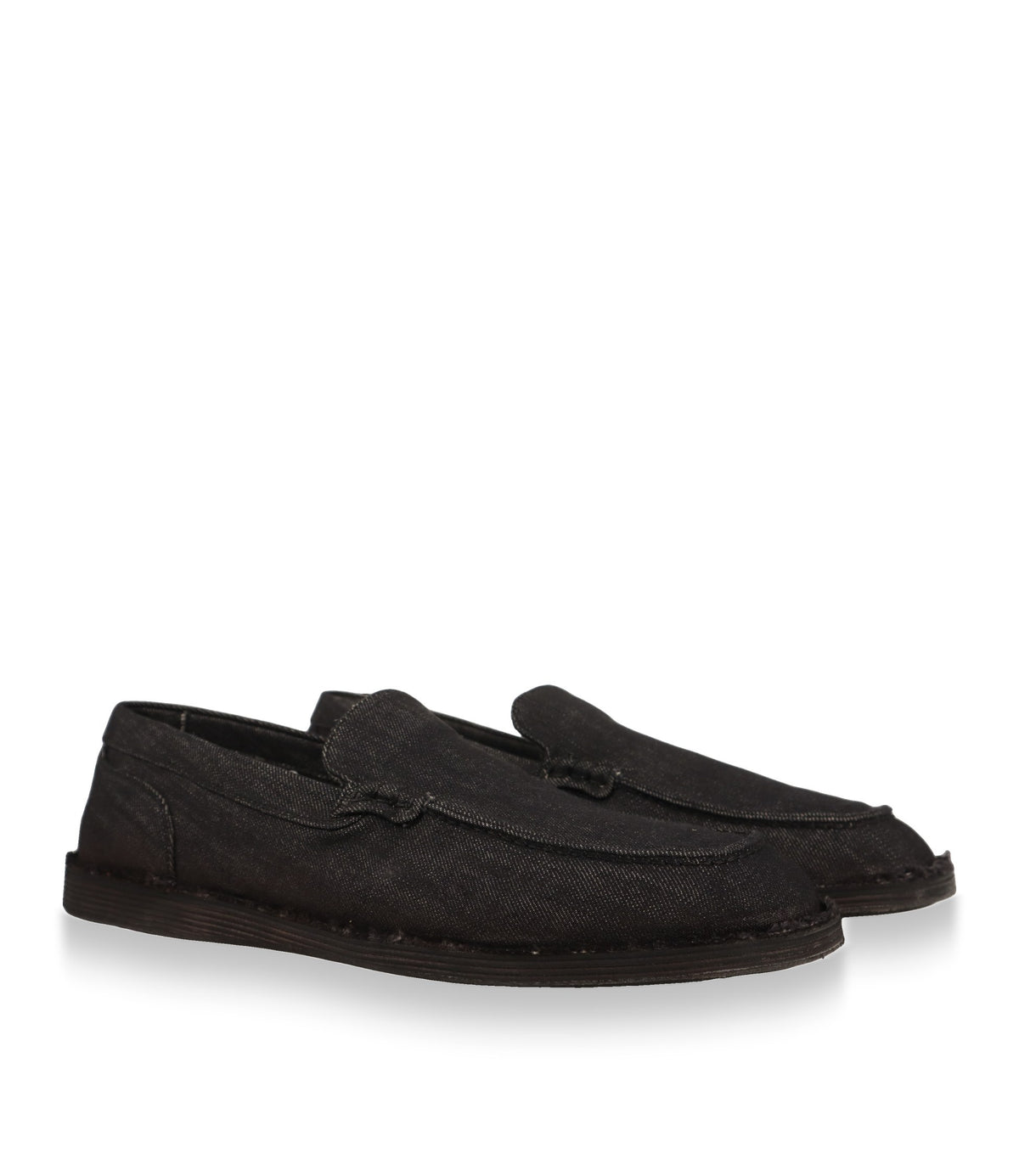 Dolce & Gabbana Denim Loafer Herren Paar in Schrägansicht mit Mokassin-Naht