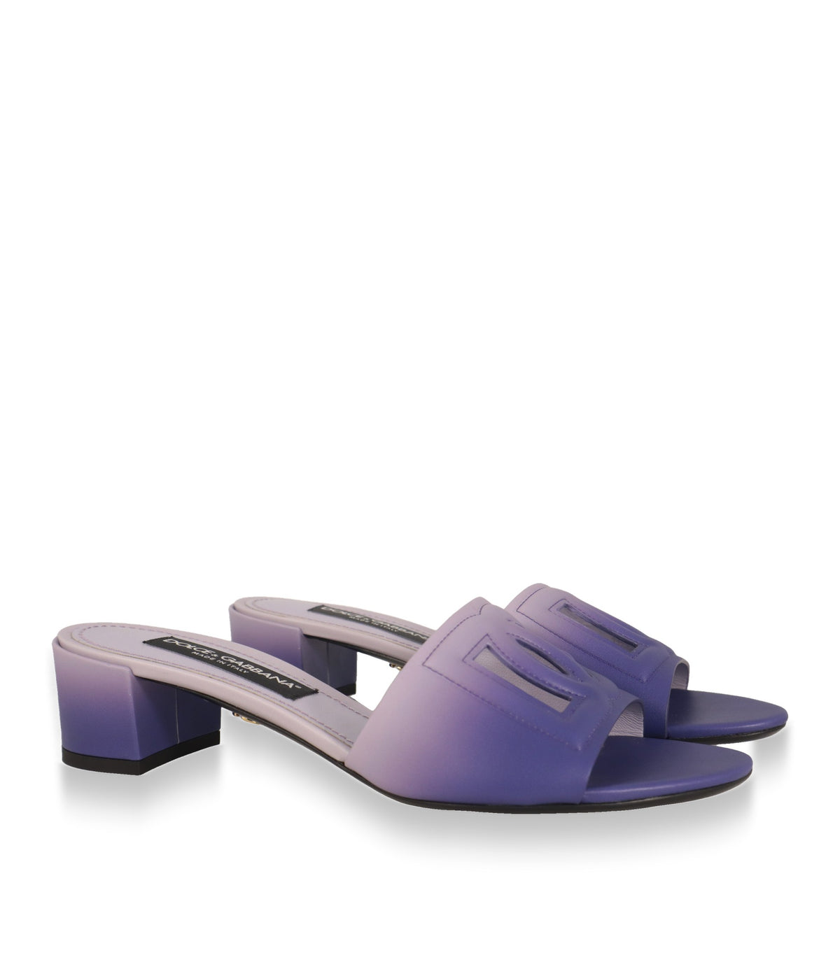 Dolce & Gabbana Mules Paar in Flieder und Violett mit DG-Logo-Cut-out