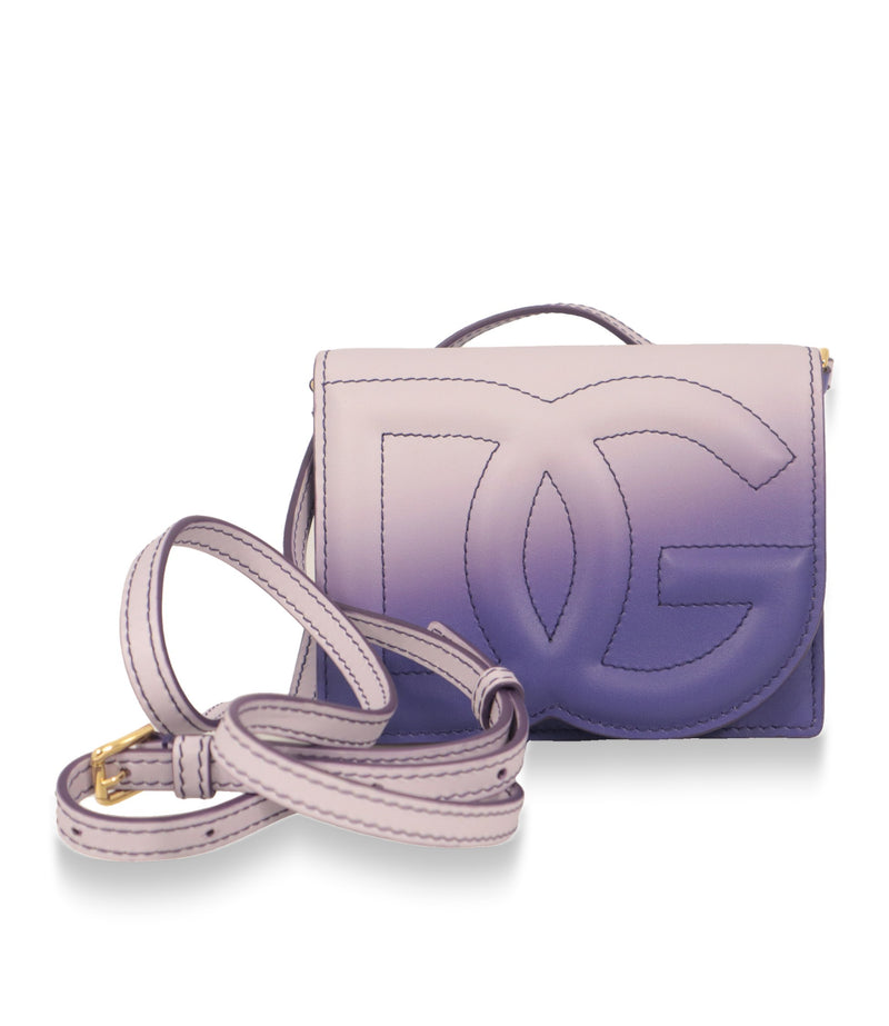 Dolce & Gabbana Crossbody Tasche in Violett Degradé mit abnehmbarem Lederriemen und Goldbeschlägen