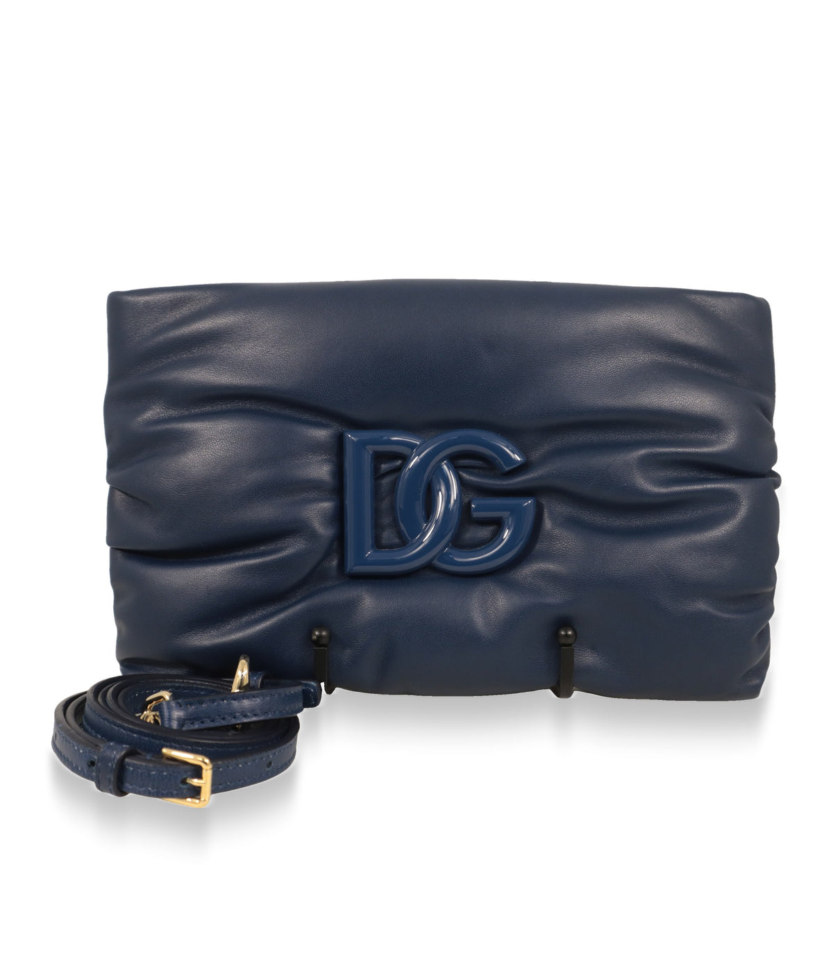 Dolce & Gabbana Handtasche Blau mit abnehmbarem Lederriemen und goldfarbener Schnalle
