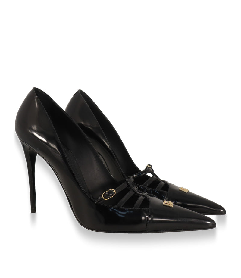 Dolce & Gabbana High Heels schwarz Leder Paar in Schrägansicht