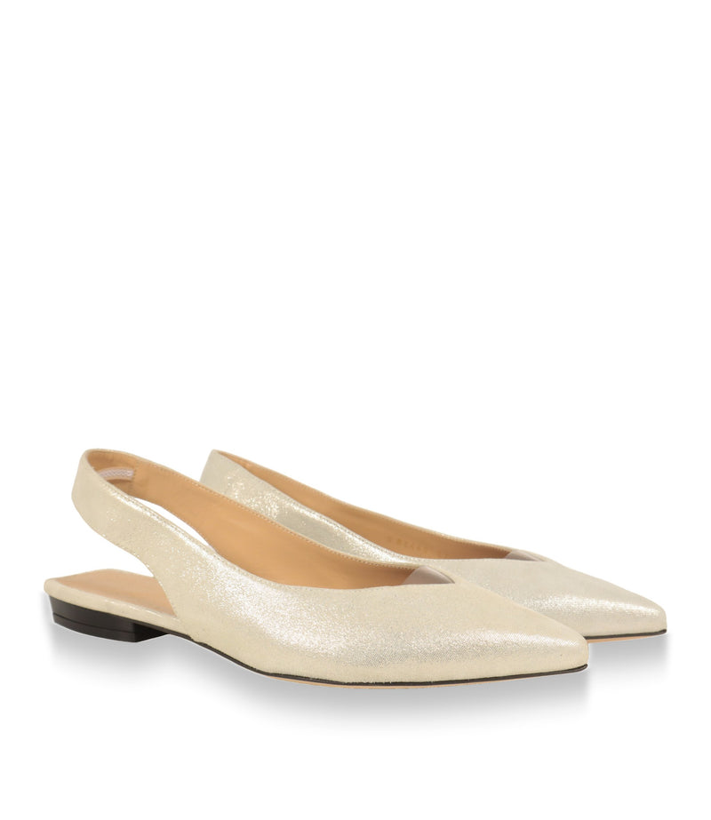 Sergio Rossi Slingback Ballerinas Größe 37 in Metallic-Optik, Paaransicht schräg von vorn