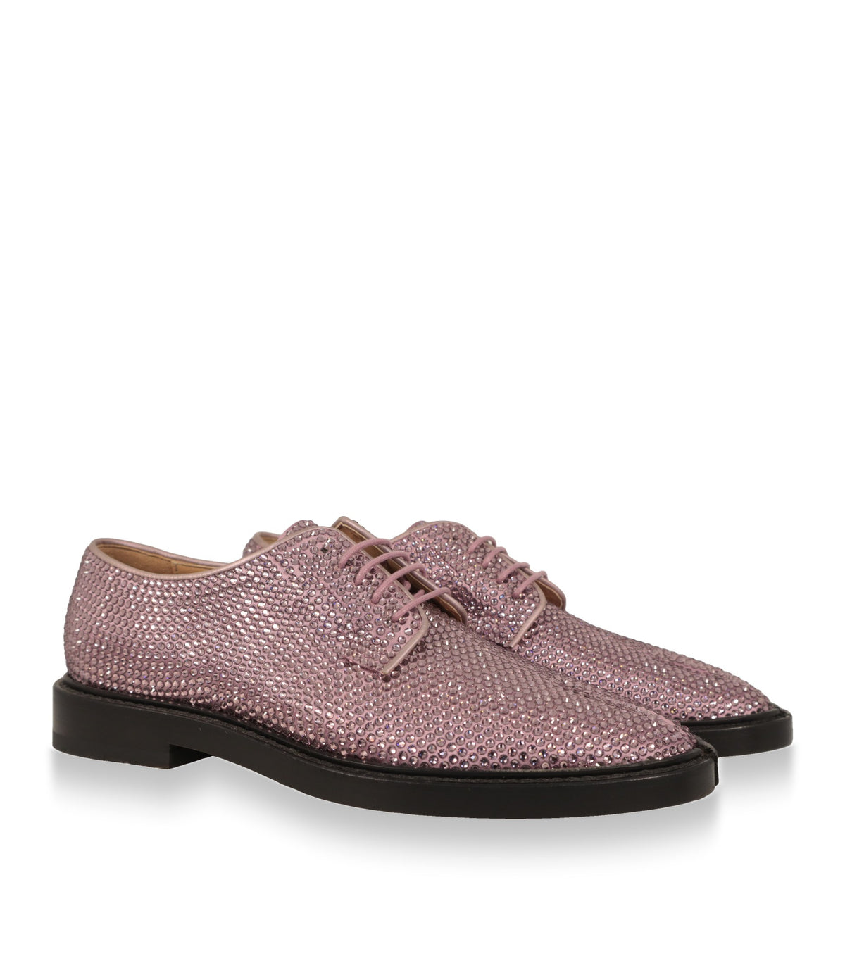 Rosa Derby Schuhe von Maison Margiela mit Kristallen, Paaransicht schräg