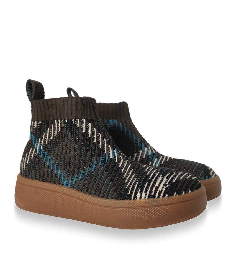 Burberry Kinder Sneaker aus Strickgewebe mit Gummisohle, Paar schräg von vorn
