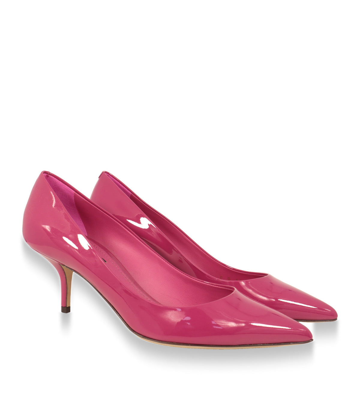 Pinke Dolce & Gabbana Pumps Größe 37 aus Lackleder, Paar in Dreiviertelansicht