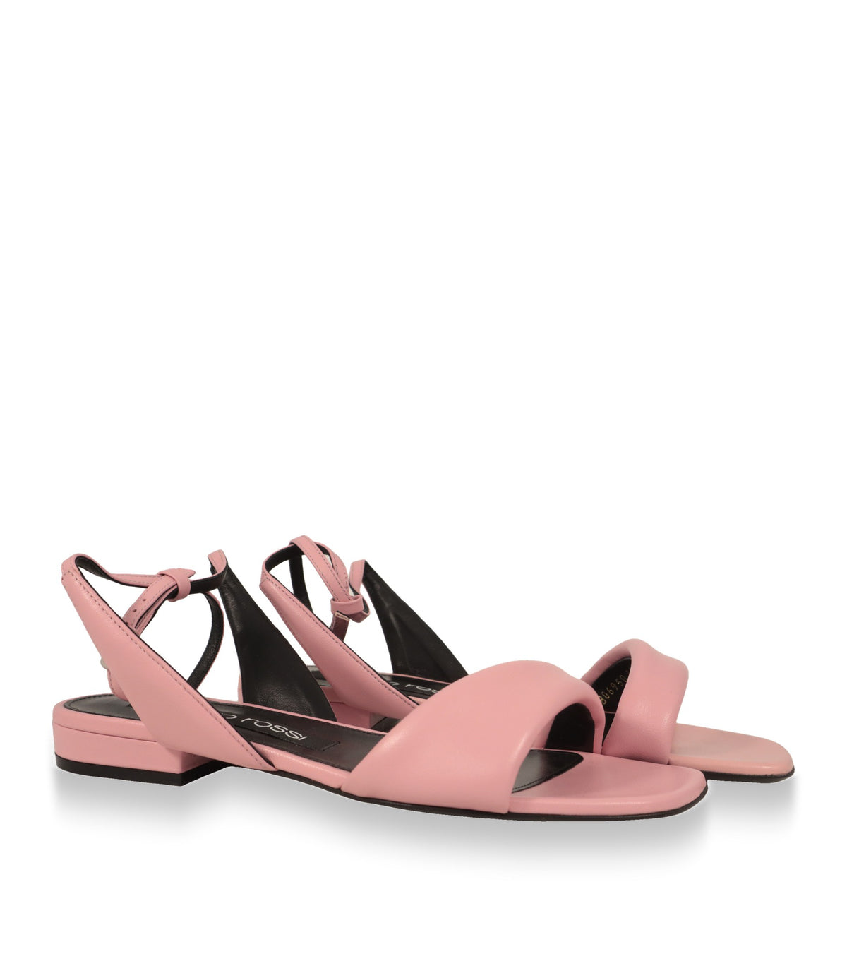 Sergio Rossi Sandalen Paar in Rosa mit gepolstertem Riemen und schwarzem Lederfutter
