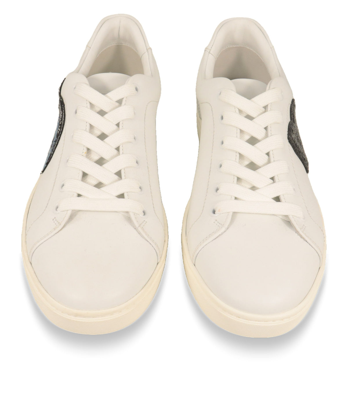 Dolce & Gabbana Damen-Sneaker von vorne mit weißer Schnürung und DG-Patch