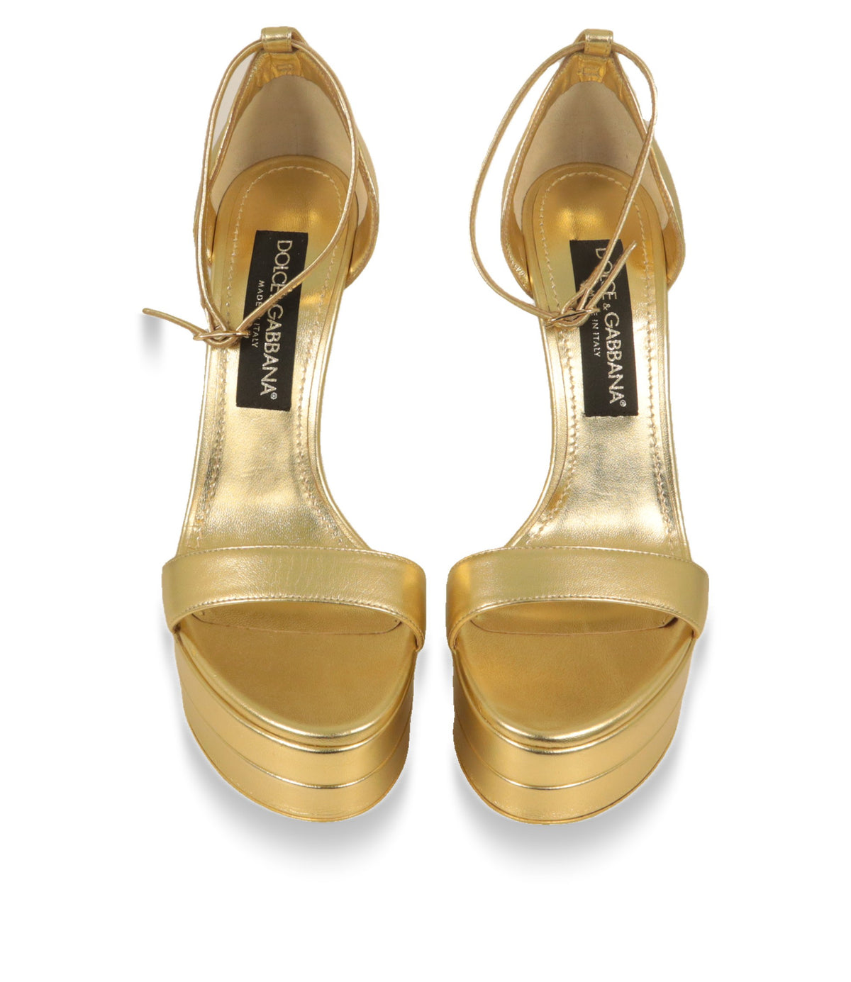 Dolce & Gabbana Plateau-Sandalen Größe 38 von oben mit Zehenriemen und Knöchelriemchen