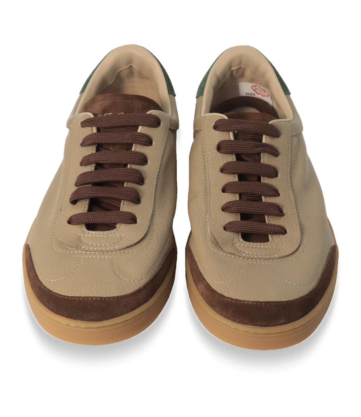 Dolce & Gabbana Sneaker Größe 39 in Sandbeige mit braunen Schnürsenkeln, Frontansicht