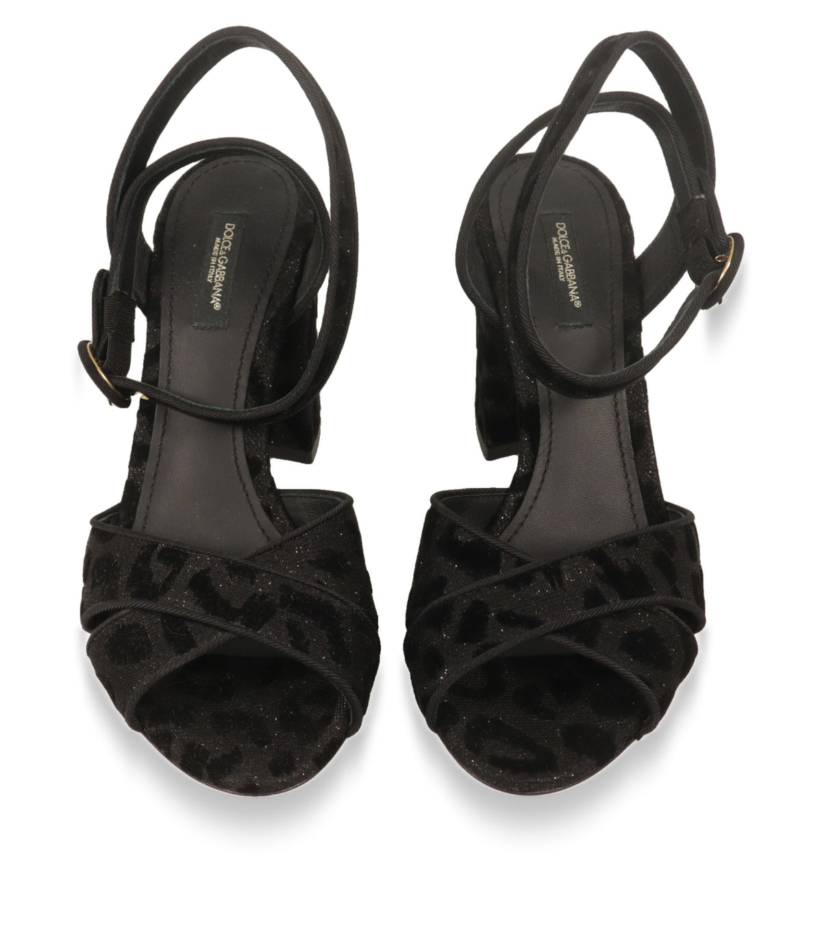 Dolce & Gabbana Sandaletten von oben mit Ledereinlegesohle und Logo-Schriftzug