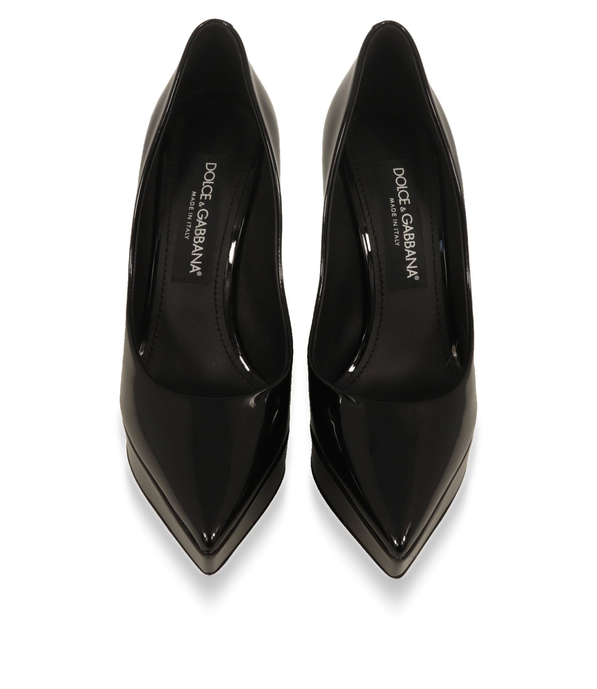 Dolce & Gabbana Pumps schwarz von oben mit Logo-Einlegesohle und spitzer Zehenform