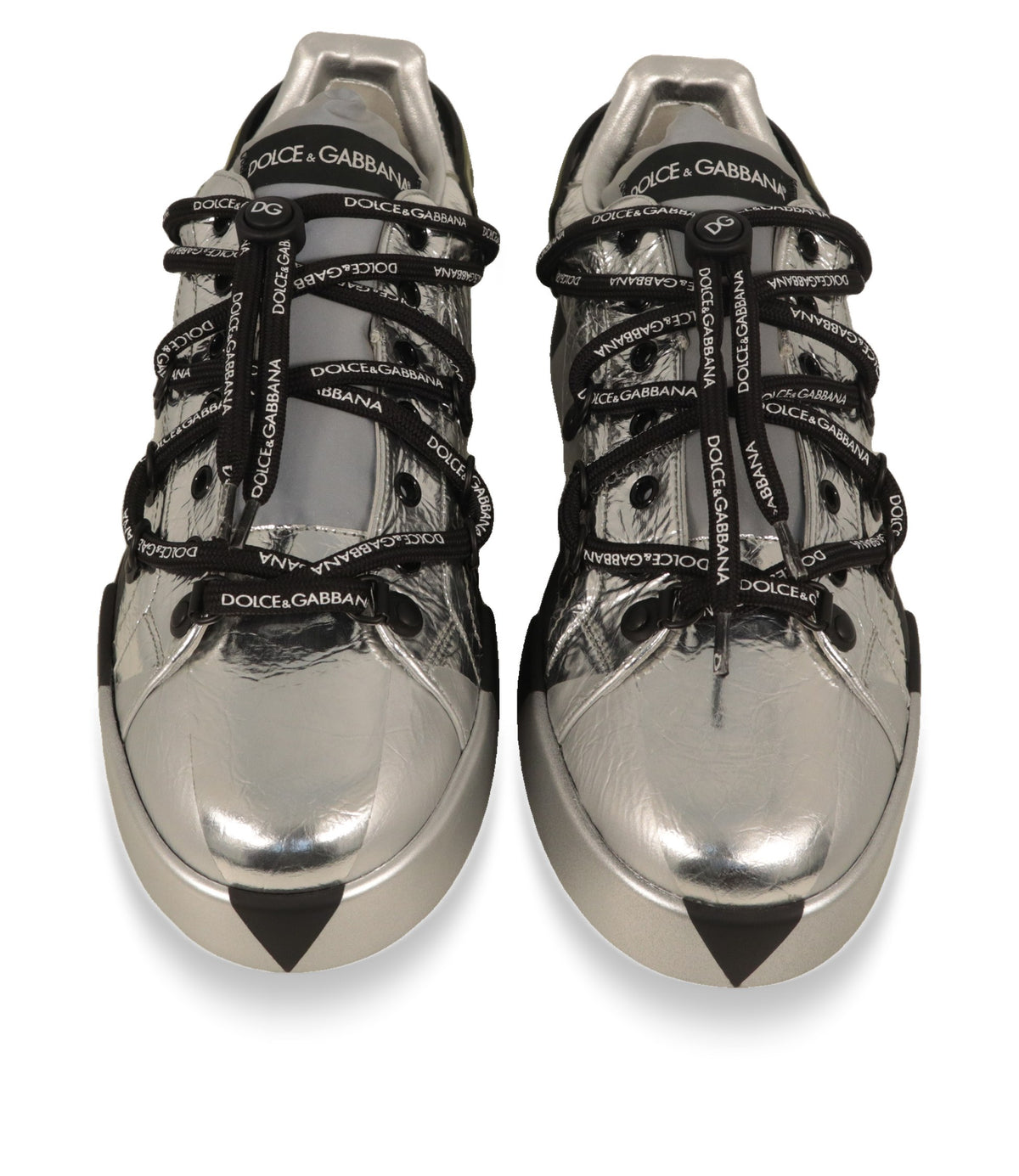 Dolce & Gabbana Sneaker von oben mit Logo-Schnürsenkeln und DG-Stopper
