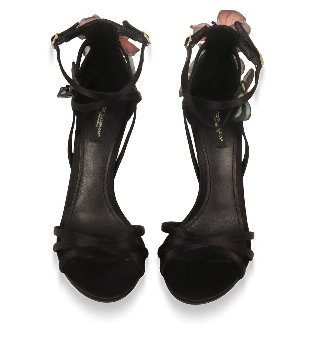 Dolce & Gabbana Sandaletten von oben mit offener Spitze, Riemchen und Lederdecksohle